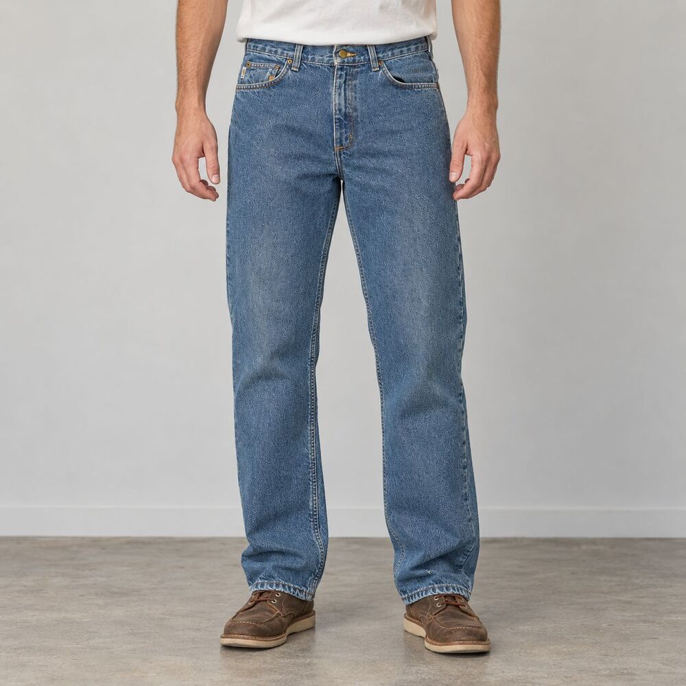 Carhartt B172 DST Jeans Mens 30x34 Flannel Lined Relaxed Straight Leg Blue Denim